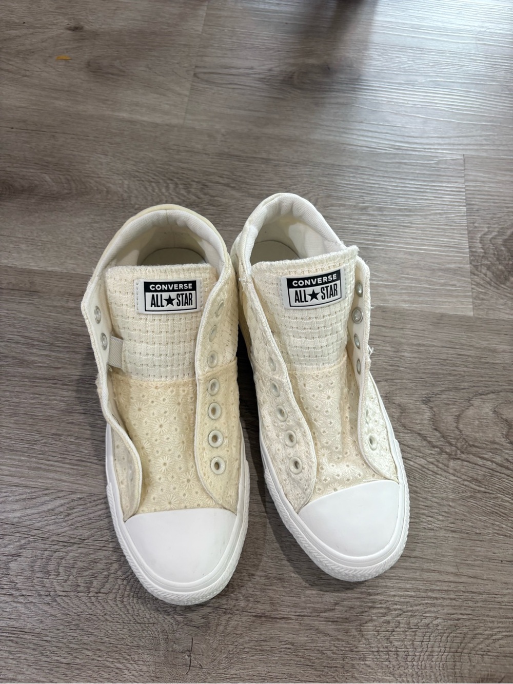 Converse All Star  Cream Lace Slip-On Sneakers